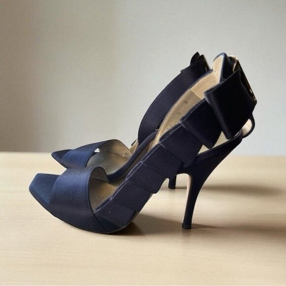 Salvatore Ferragamo Black Satin Stiletto Heels | Made in Italy Designer Sandals - Picture 1 of 9